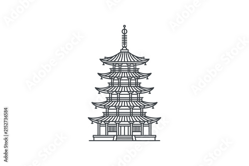 Minimalist Japanese Pagoda Vector Illustration