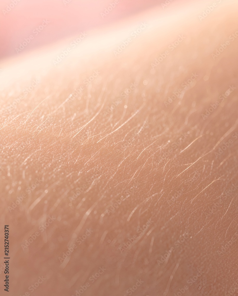 Fototapeta premium Close Up Macro of Smooth Human Skin Texture with Fine Hair in Soft Natural Light