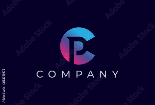 Letter CP Logo, Letter C with P combination, vector illustration