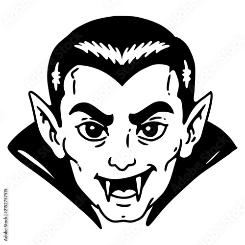 Konstfotografi Dracula vampire face hand drawn bold line art illustration, Halloween monster de