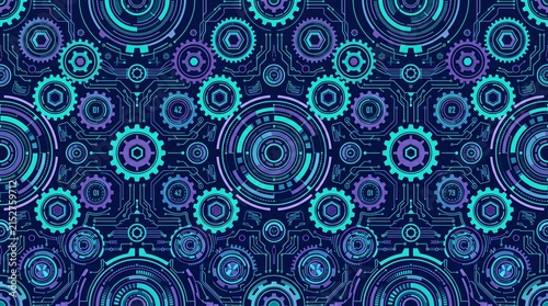 Futuristic Technical HUD Background with Cogs