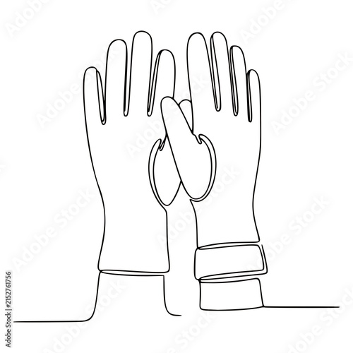 Pair of Protective Gloves Continuous Line Drawing