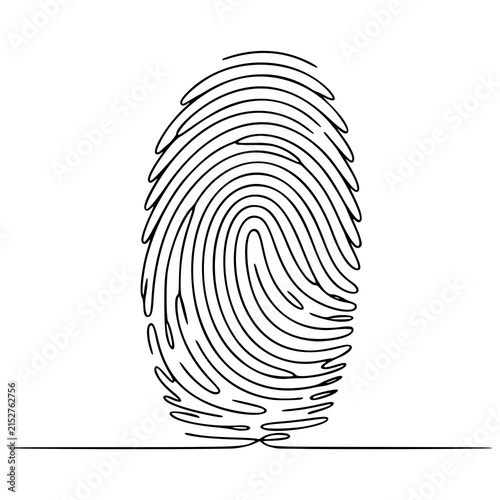Fingerprint Continuous Line Drawing Illustration