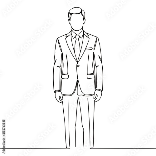 Man in Formal Suit Continuous Line Drawing