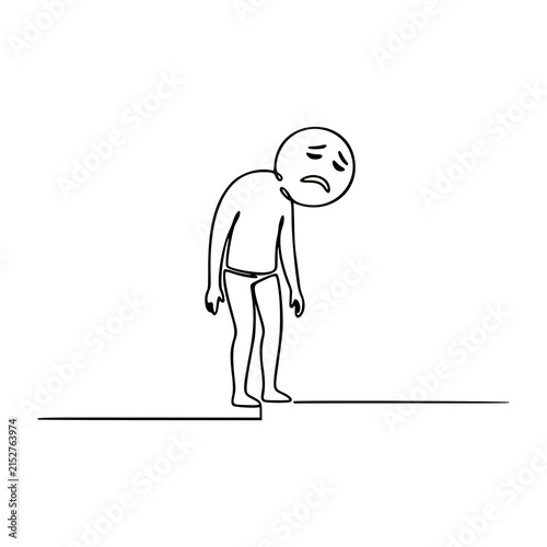 Sad Dejected Person Continuous Line Drawing