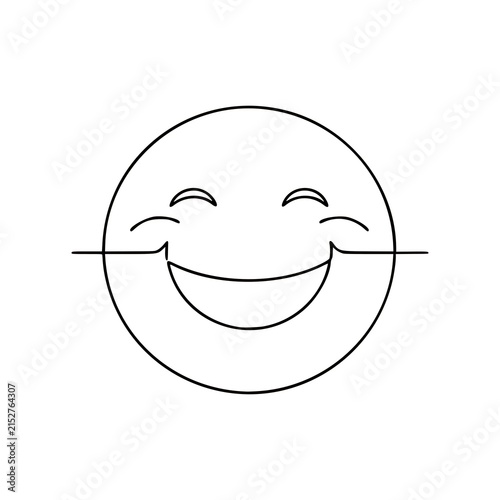 Happy Smiling Face Continuous Line Drawing