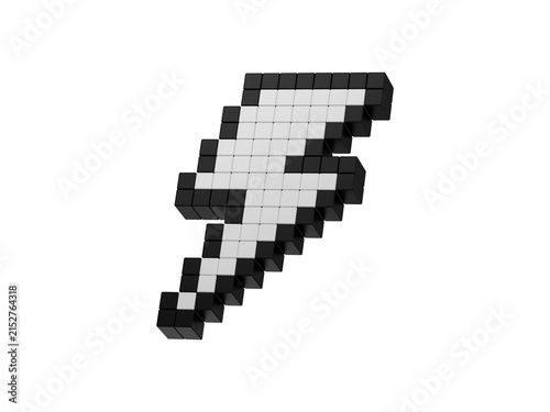 Foto Minimalist pixel art arrow pointing diagonally on clean background isolated on t