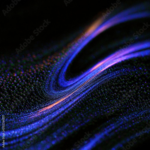 A mesmerizing abstract digital background featuring flowing waves of vibrant blue and purple light with a sparkling, textured effect.