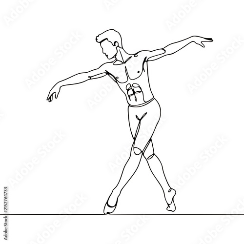 Male Ballet Dancer in Pose Continuous Line Drawing
