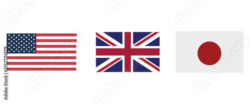 National flags of usa united kingdom and japan side by side national politics