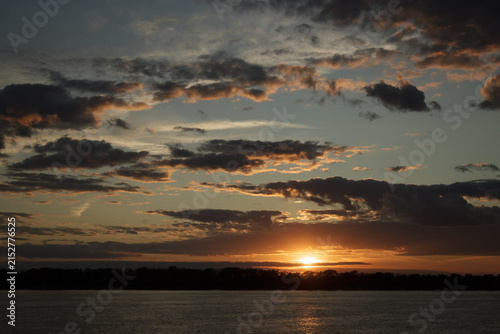 Sunset over the river Volga. Samara, Russia.