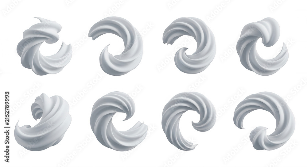 Fototapeta premium swirled white cream designs in a studio setting with a plain white background culinary or design projects