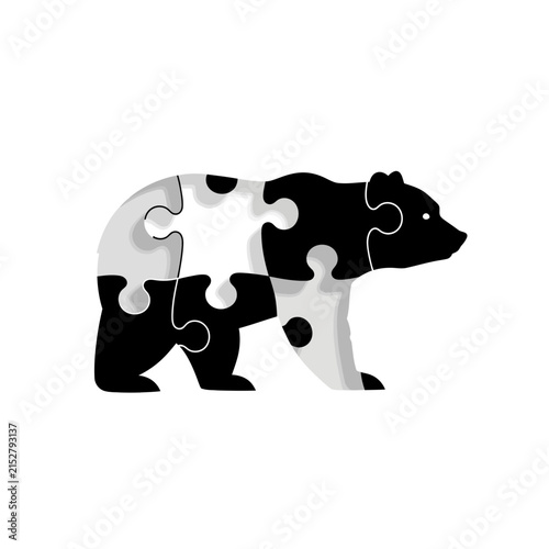 Foto Abstract Puzzle Bear Silhouette - Concept of Connection and Completeness