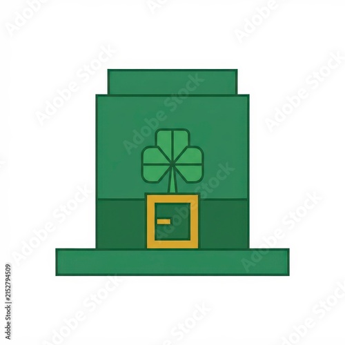 Leprechaun hat with shamrock on white background