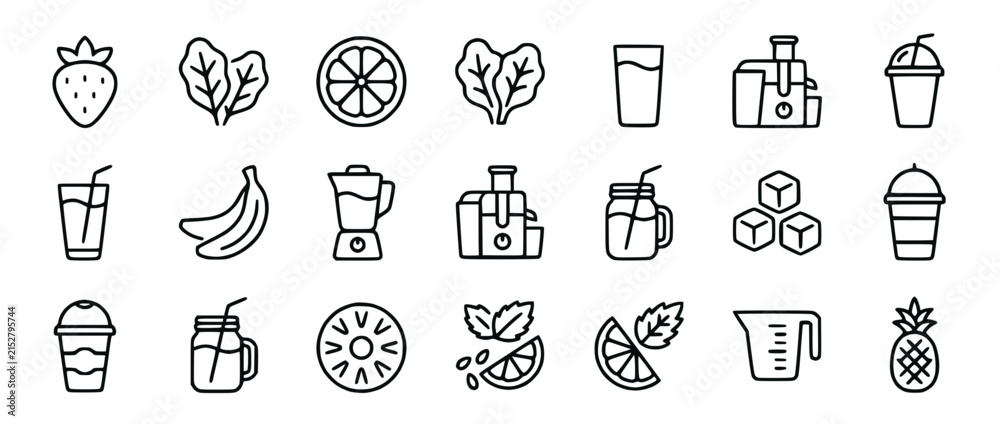 Fototapeta premium Healthy Smoothie Ingredients Icons