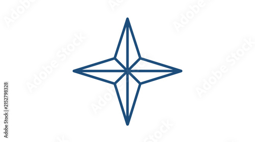 A simple blue four pointed star icon isolated on a white background
