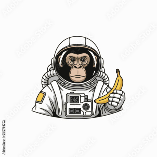 Chimpanzee Astronaut holding Banana