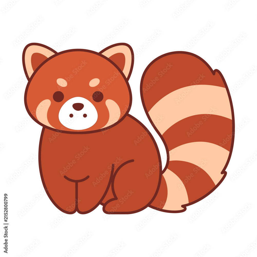 Fototapeta premium Adorable sitting red panda flat vector character.