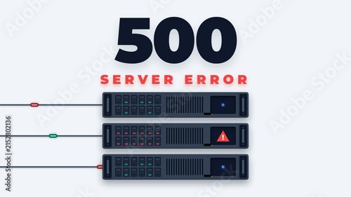 500 Internal Server Error Motion Graphic with Server Racks and Connection Lights