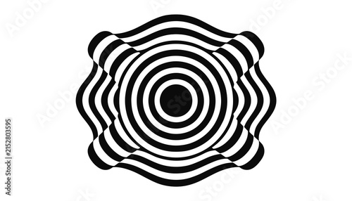 Abstract Swirling Optical Illusion with Concentric Circles and Waves