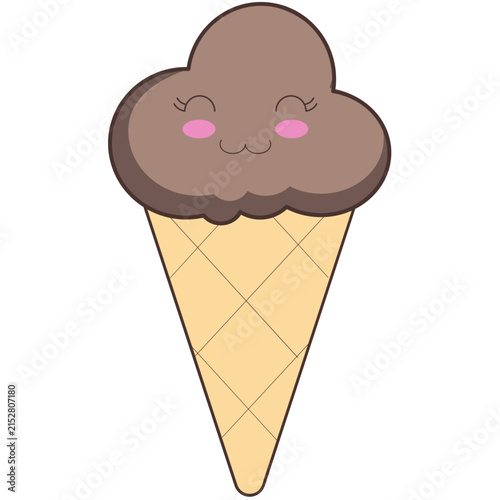 ute Ice Cream Mascot Character Editable SVG Vector Illustration, Adorable Cartoon Dessert Character Design, PNG, EPS, AI for Branding, Stickers, Packaging & Web Design