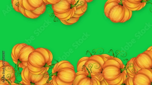 Falling Orange Pumpkins Animation on Green Screen Background