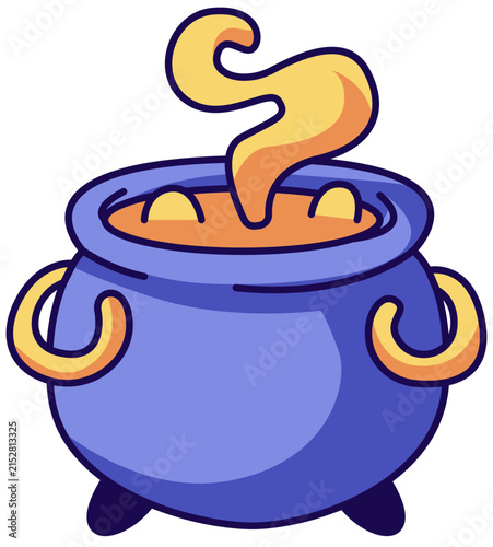 Bubbling Purple Witch Cauldron with Magic Potion