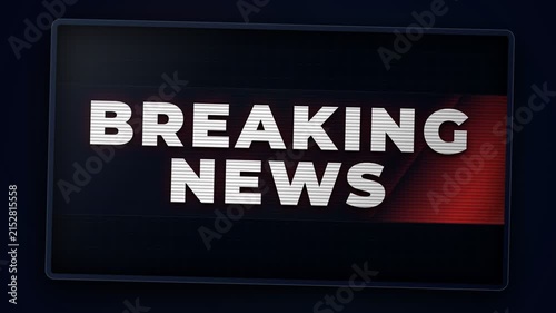 Breaking News Headline Animation on Digital Screen with Emergency Light Effects