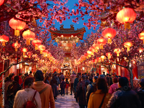 Chinese New Year Celebration with Red Lanterns Chinese