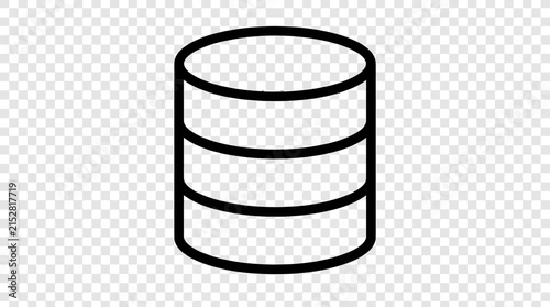 Cylindrical database storage server icon outline.