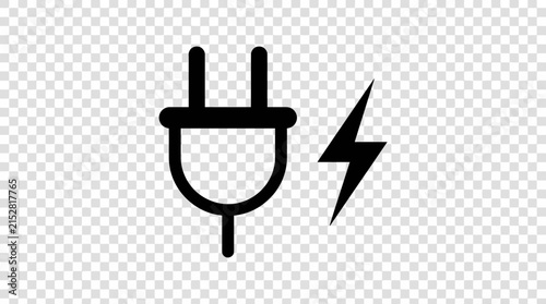 Electric power plug with lightning bolt.