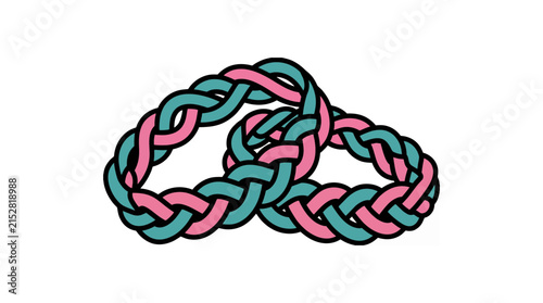 Colorful woven knot friendship bracelet vector icon for design and craft projects