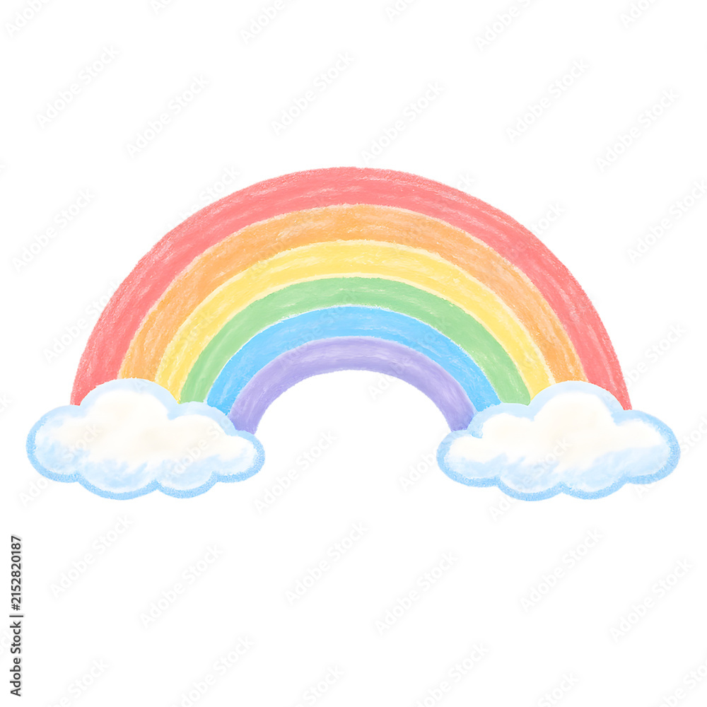 Fototapeta premium Colorful rainbow arching over fluffy clouds, ideal for cheerful sky and weather themed designs