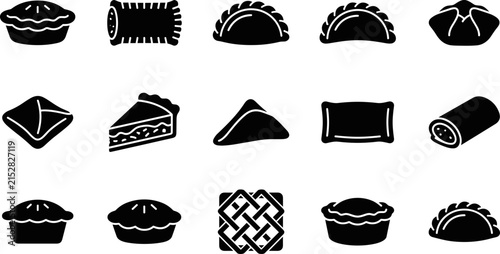 Set of Various Hand Drawn Pie and Pastry Icons.