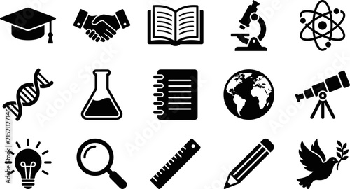 Collection of education and science vector icons set.