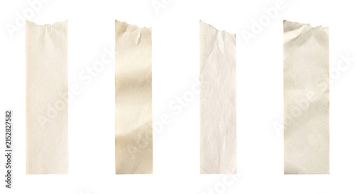 Collection of Four vintage receipt paper strip with natural thermal texture, isolated on transparent background