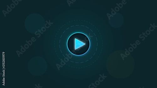 Digital neon pause button icon on futuristic technological interface background for media player control concept