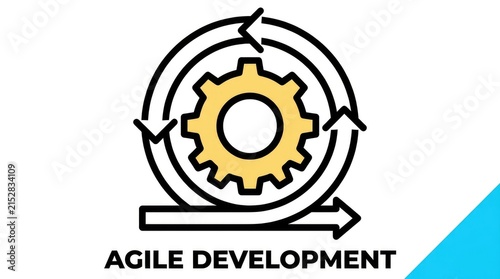 Agile development gear icon featuring cyclical rotation arrows used for modern software engineering project management processes