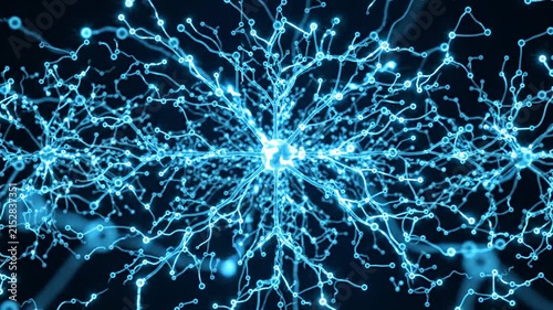 Glowing blue neural network representing brain activity and AI