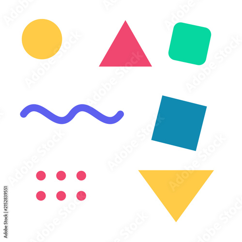 Playful Memphis geometric shape pattern elements
