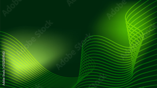 Elegant dark green abstract wave line background with flowing curves