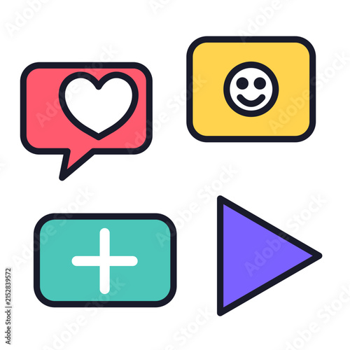 Colorful social media engagement sticker collection