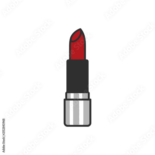 A simple vector illustration of a classic red lipstick tube isolated on a white background