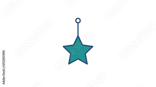 A simple teal star icon with a thin outline hanging from a small circular loop