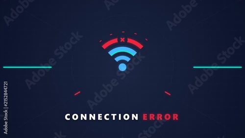 Connection Error Digital Interface Animation with Wifi Signal Failure and HUD Graphics