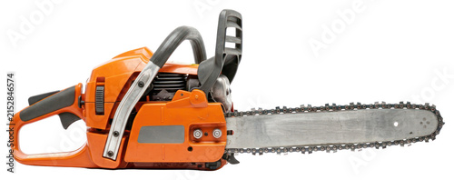 Foto Orange Chainsaw Isolated on White Background