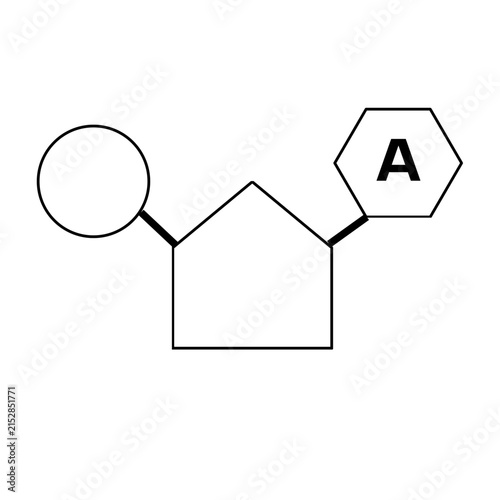 Quadro su tela Vector Icon of DNA Nucleotide Adenine Molecule
