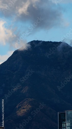 manquehue hill santiago Chile skyline mountain clouds panoramic landscape vertical