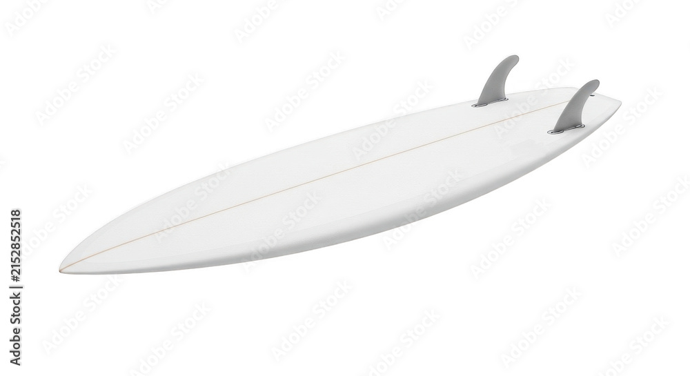 Obraz premium White surfboard with two fins for water sports isolated on transparent background