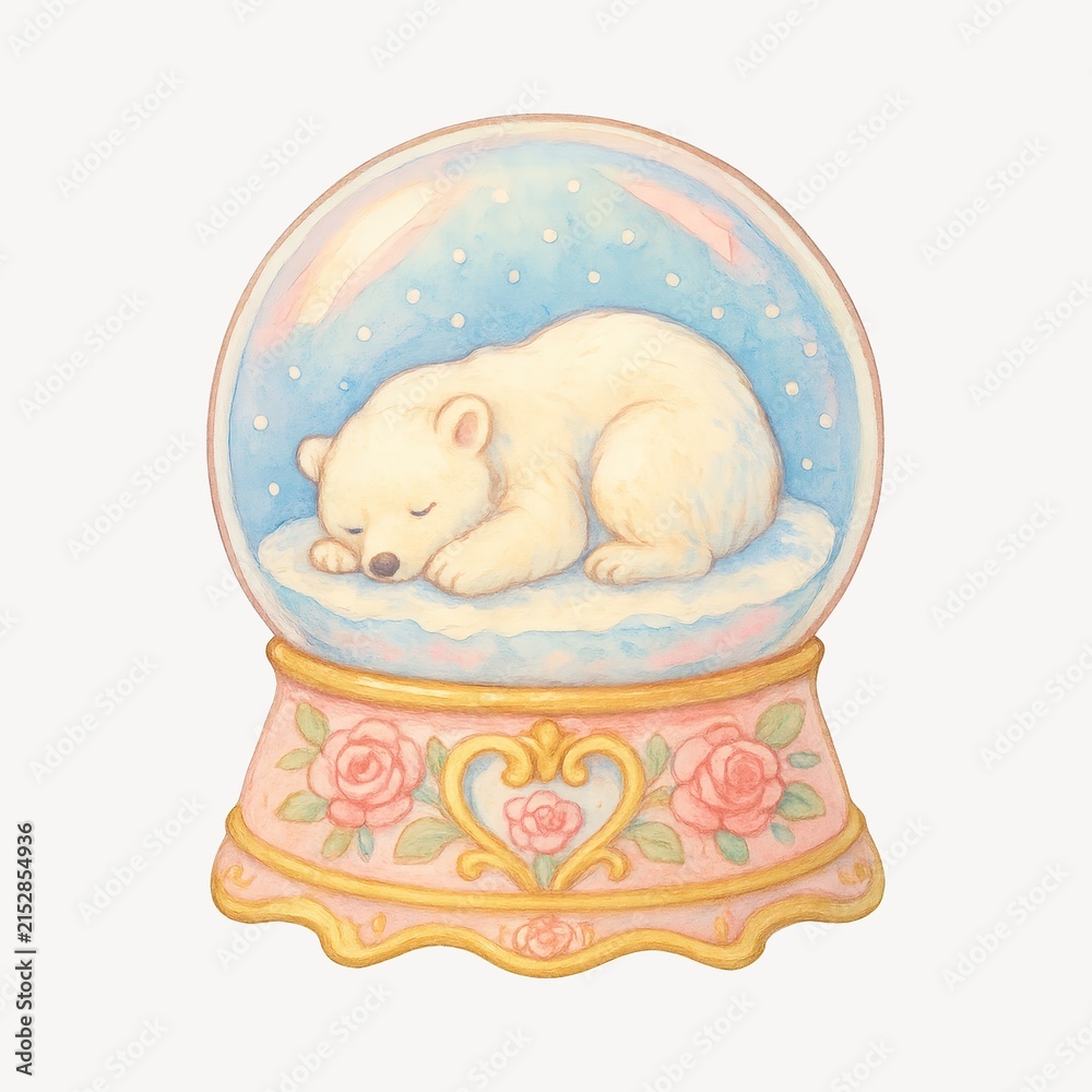 Fototapeta premium Charming polar bear snow globe